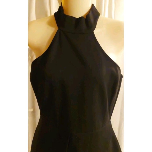 Discovery Black Bodycon Asymmetrical Hem Halter Dress Sz S - Picture 2 of 10